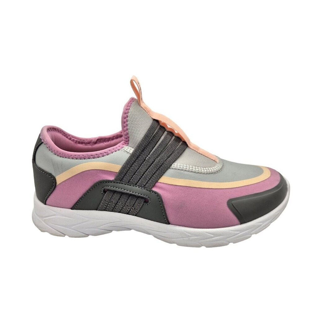Vionic Pink Gray Slip-On Sneakers with Peach and White Accents